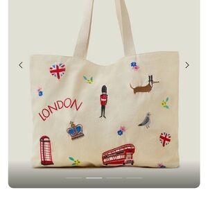 Accessorize Cream London Embroidered Tote